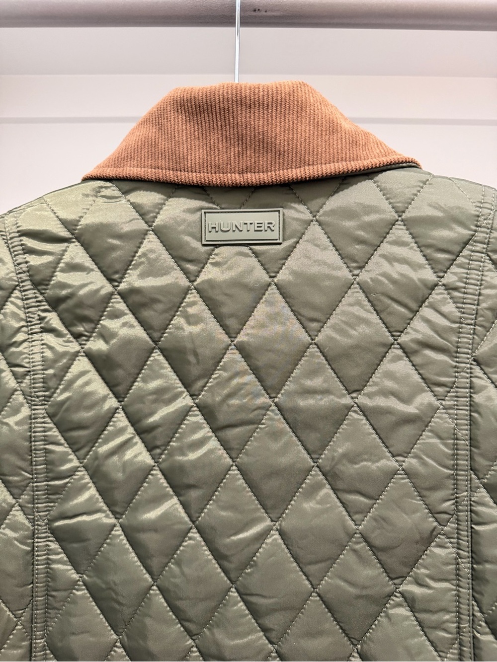 NEW Hunter Rachel Quilted Hunter Green Jacket Brown corduroy Collar chore coat M - Picture 8 of 12